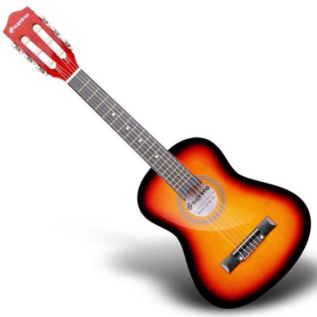 SUPRIMO JRC SET SB GITARA KLASYCZNA 1/4 SUNBURST PASEK ZAPASOWE STRUNY POKROWIEC TUNER AKORDY ZESTAW