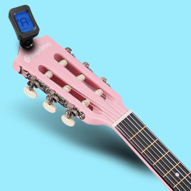 SUPRIMO JRC SET PK GITARA KLASYCZNA 1/4 RÓŻOWA PASEK ZAPASOWE STRUNY POKROWIEC TUNER AKORDY ZESTAW