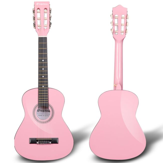 SUPRIMO JRC SET PK GITARA KLASYCZNA 1/4 RÓŻOWA PASEK ZAPASOWE STRUNY POKROWIEC TUNER AKORDY ZESTAW