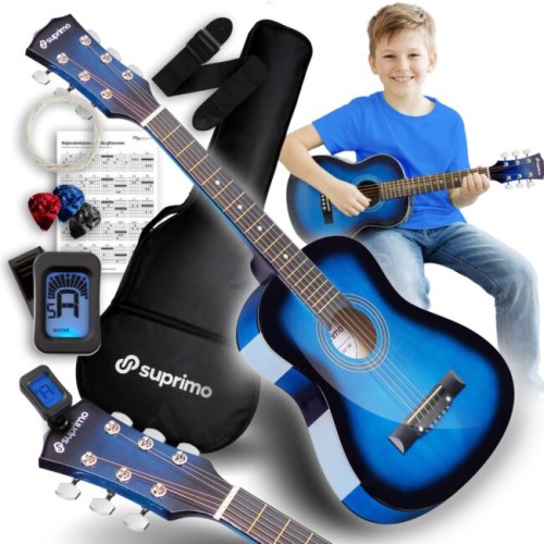 SUPRIMO JRA SET BB GITARA AKUSTYCZNA 1/4 BLUEBURST PASEK ZAPASOWE STRUNY POKROWIEC TUNER AKORDY ZESTAW