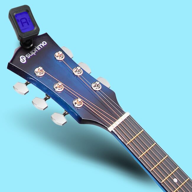 SUPRIMO JRA SET BB GITARA AKUSTYCZNA 1/4 BLUEBURST PASEK ZAPASOWE STRUNY POKROWIEC TUNER AKORDY ZESTAW