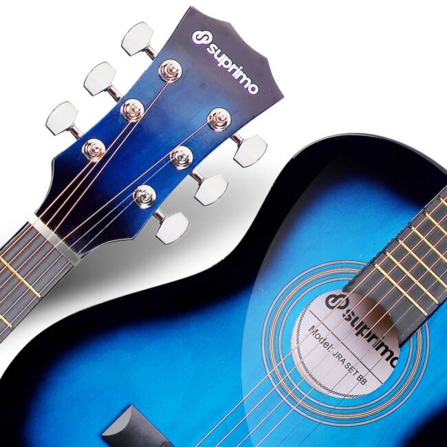 SUPRIMO JRA SET BB GITARA AKUSTYCZNA 1/4 BLUEBURST PASEK ZAPASOWE STRUNY POKROWIEC TUNER AKORDY ZESTAW