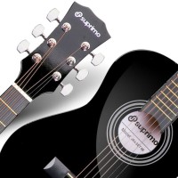 SUPRIMO JRA SET BK GITARA AKUSTYCZNA 1/4 CZARNA PASEK ZAPASOWE STRUNY POKROWIEC TUNER AKORDY ZESTAW