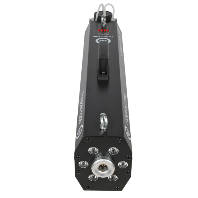 LIGHT4ME FOGUN 1200 GENERATOR WYTWORNICA DYMU MGŁY 1200W KARABIN 6X3W RGB LED PASEK NA RAMIĘ