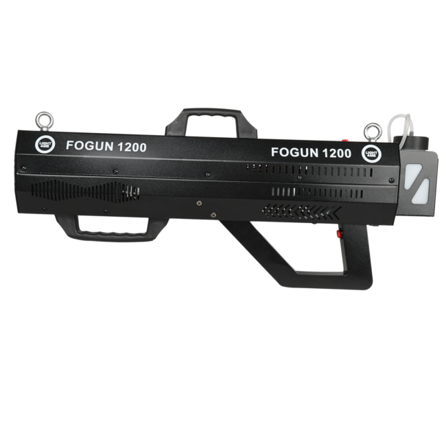 LIGHT4ME FOGUN 1200 GENERATOR WYTWORNICA DYMU MGŁY 1200W KARABIN 6X3W RGB LED PASEK NA RAMIĘ