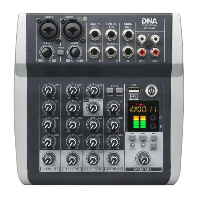 DNA QMX602 analogowy mikser dźwięku 6 kanałów Blue
