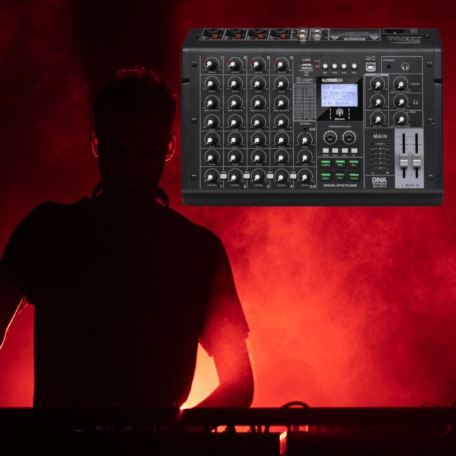 DNA MIX-EFF 6 ANALOGOWY MISKER DZWIĘKU 6 KANAŁÓW USB MP3 BLUETOOTH PHANTOM +48V DSP EQ EFEKTY