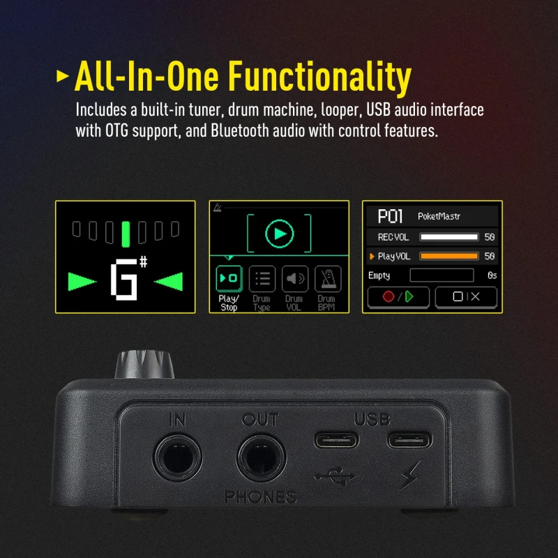 SONICAKE QME-10TBK POCKET MASTER CZARNY TRANSPARENTNY MULTIEFEKT GITAROWY PROCESOR