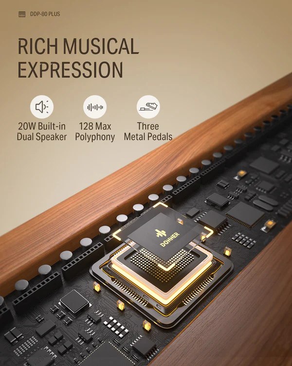DONNER DDP-80 PLUS RETRO WOOD PIANINO CYFROWE WAŻONA KLAWIATURA 88 KLAWISZY