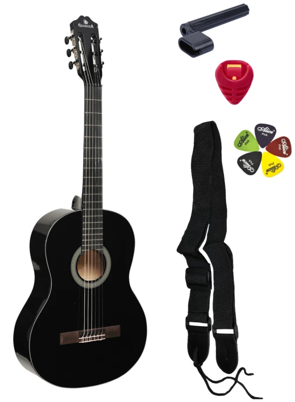 GRANADA CLASSIC V2 1/2 BK CZARNA GITARA KLASYCZNA SPANISH SPIRIT ZESTAW