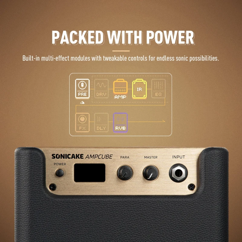 SONICAKE QAM-20 AMPCUBE WZMACNIACZ GITAROWY COMBO EFEKTY RYTMY BLUETOOTH