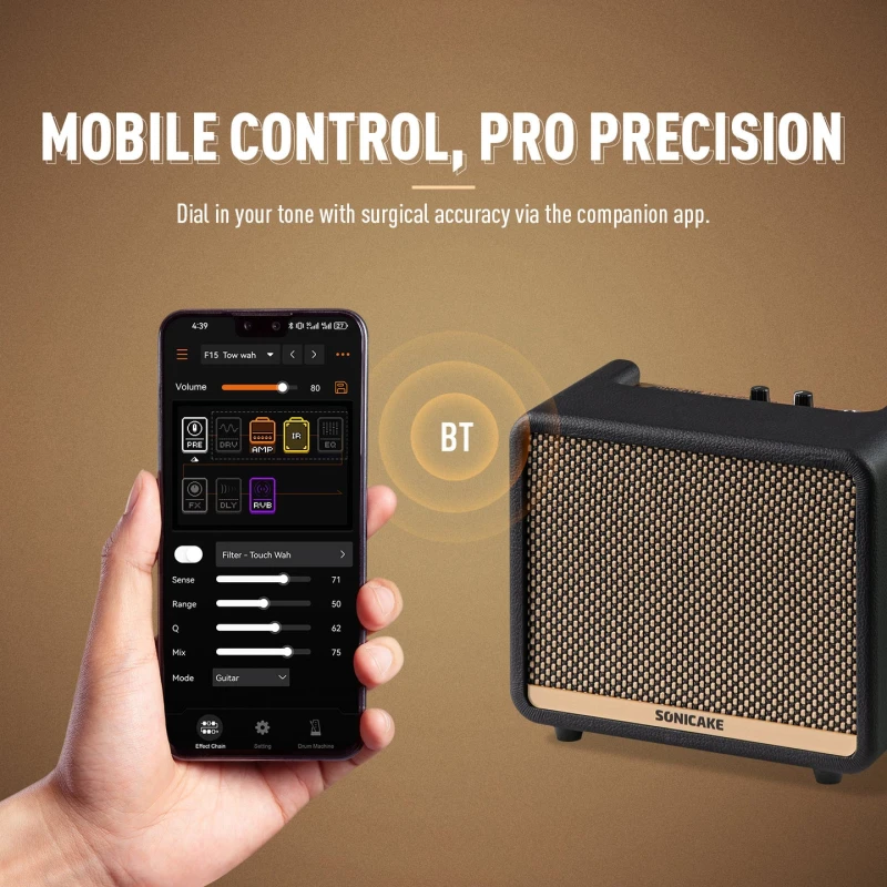 SONICAKE QAM-20 AMPCUBE WZMACNIACZ GITAROWY COMBO EFEKTY RYTMY BLUETOOTH