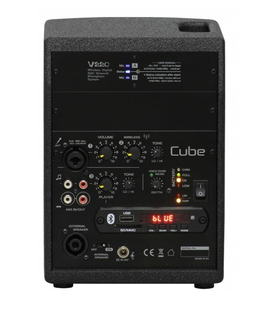 LDM CUBE LIGHT V220 + H20 KOLUMNA MOBILNA + MIKROFON DO RĘKI USB SD MP3 BLUETOOTH AKUMULATOR