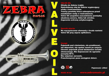 ZEBRA MUSIC VALVE OIL SMAR DO TŁOKÓW TRĄBKI 100ml