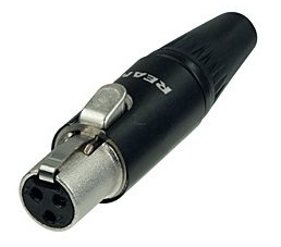 REAN RT3FC-B XLR MINI ŻEŃSKI 3 PIN ZŁOCONE STYKI CZARNA OBUDOWA