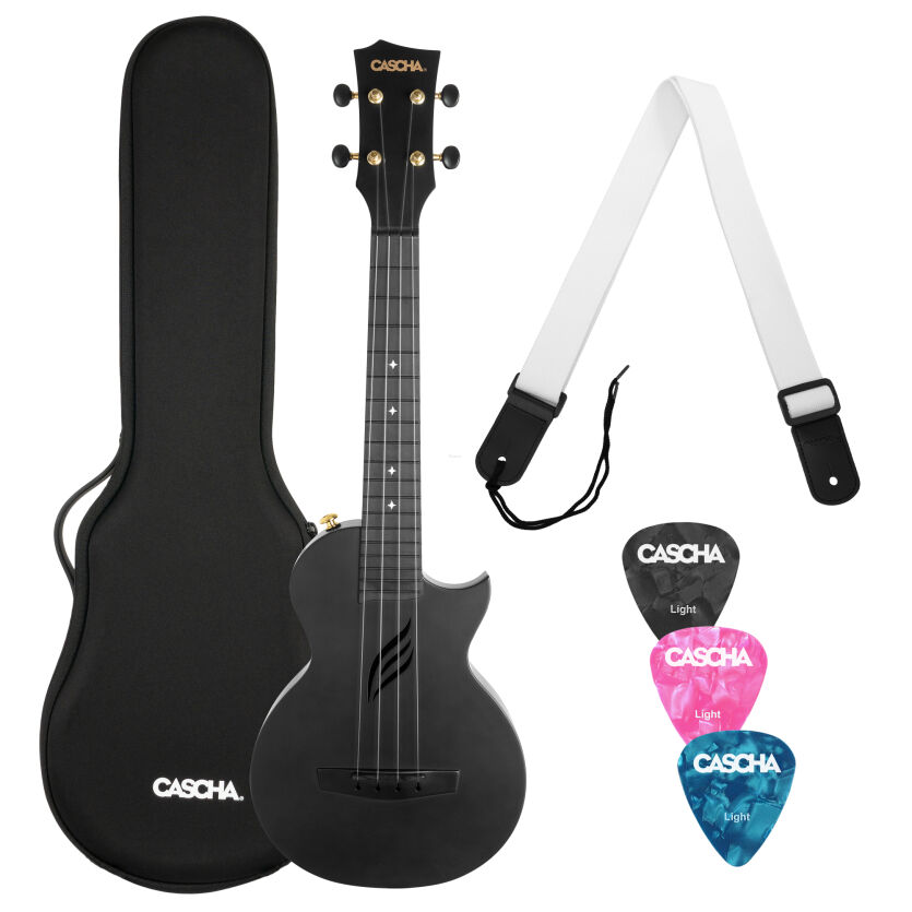 CASCHA HH 2258 CARBON FIBRE BLACK SET UKULELE KONCERTOWE