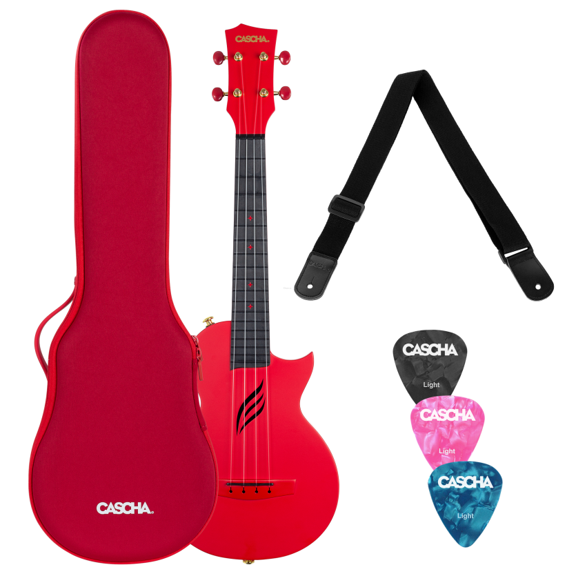 CASCHA HH 2280 CARBON FIBRE RED SET UKULELE KONCERTOWE