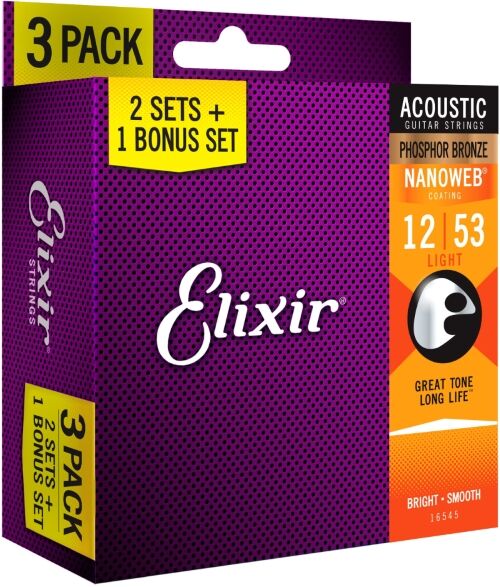 ELIXIR 16545 PHOSPHOR BRONZ SET 3X12-53