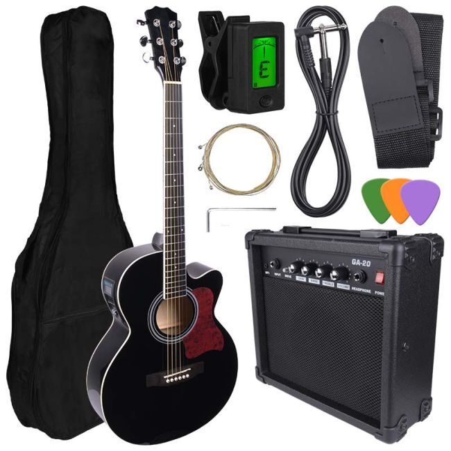 NN EAG SET BK GITARA ELEKTROAKUSTYCZNA + WZMACNIACZ GITAROWY ZESTAW CZARNA