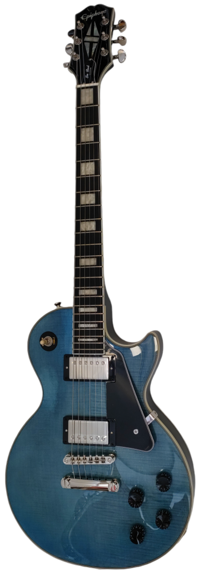 EPIPHONE LES PAUL CUSTOM FIGURED TRANSPARENT BLUE