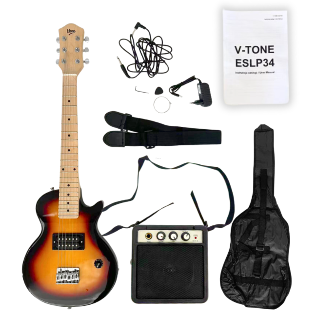 V-TONE ESLP34 SB GITARA ELEKTRYCZNA 1/2 LES PAUL 34 H SUNBURST + WZMACNIACZ GITAROWY ZESTAW