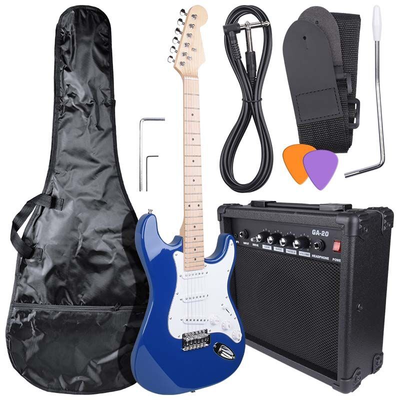 NN EG SET BLU ZESTAW GITAROWY GITARA ELEKTRYCZNA STRAT NIEBIESKA