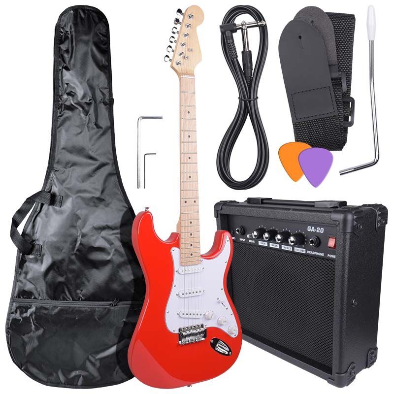 NN EG SET RED ZESTAW GITAROWY GITARA ELEKTRYCZNA STRAT CZERWONA